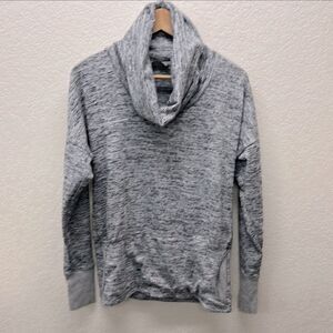 Athleta Heathered Gray Cowl Neck Sweatshirt Top Sweater S